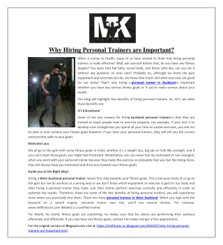 Why Hiring Personal Trainers are Important?