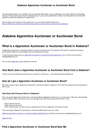 Alabama Apprentice Auctioneer or Auctioneer Bond