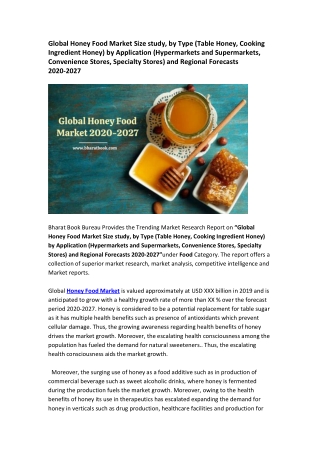 Global Honey Food Market Research Report 2020-2027