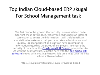Top Indian Cloud-based ERP skugal For School Management  task