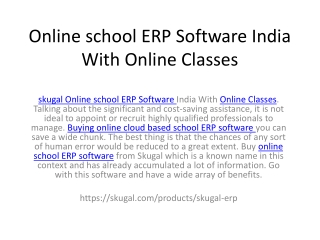 Online school ERP Software India With Online Classes