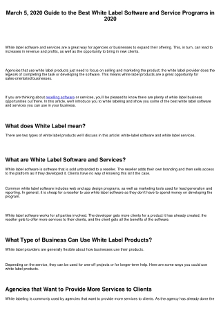 March 5, 2020 Guide to the Best White Label Software and Service Programs in 2020