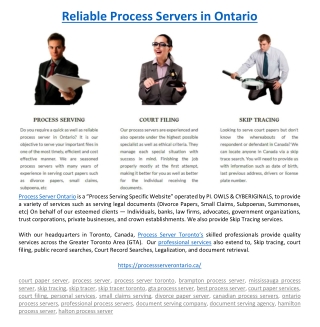 Reliable Process Servers in Ontario