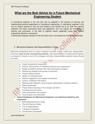 WHAT ARE THE BEST ADVICE FOR A FUTURE MECHANICAL ENGINEERING STUDENT.docx