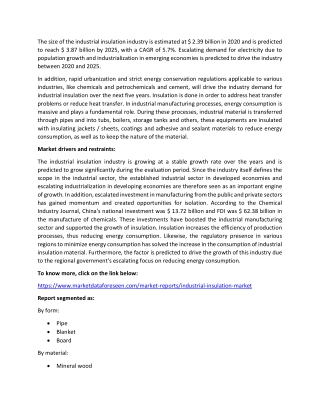 Industrial Insulation Market | Size, Share, Growth | 2020 - 2025