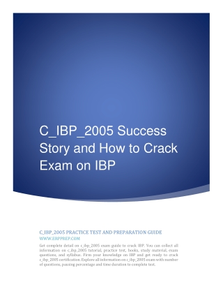 C_IBP_2005 Success Story and How to Crack Exam on IBP