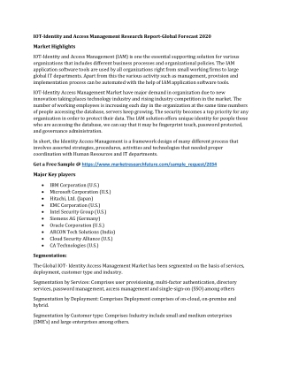 IOT-Identity and Access Management Research Report-Global Forecast 2020