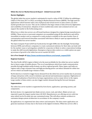 White Box Server Market Research Report - Global Forecast 2020