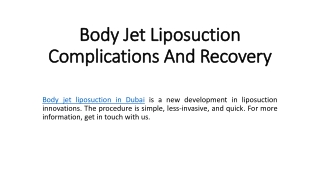 Body Jet Liposuction Complications And Recovery