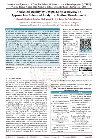 Analytical Quality by Design Concise Review on Approach to Enhanced Analytical Method Development