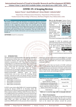 COVID 19 A Scoping Review