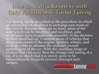 How to Start a Business with Only Porsche 996 Turbo Tuning