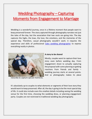 Wedding Photography – Capturing Moments from Engagement to Marriage