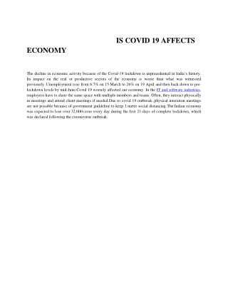 Is covid 19 affected economy- leadinng it company in trivandrum