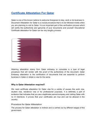 Certificate Attestation For Qatar