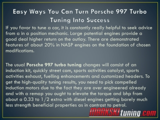 Easy Ways You Can Turn Porsche 997 Turbo Tuning Into Success