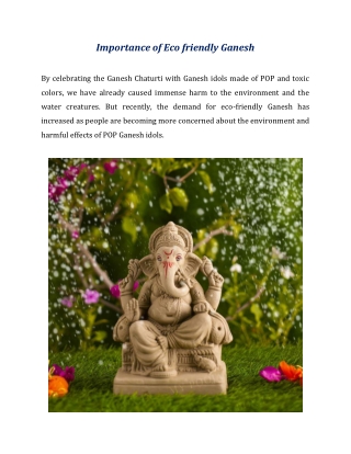 Importance of Eco friendly Ganesh