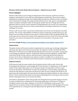 Wireless LAN Security Market Research Report – Global Forecast to 2020