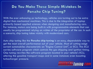 Do You Make These Simple Mistakes In Porsche Chip Tuning?