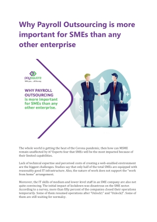 Why Payroll Outsourcing is more important for SMEs than any other enterprise