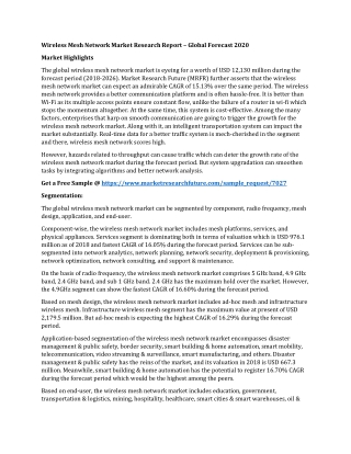 Wireless Mesh Network Market Research Report – Global Forecast 2020