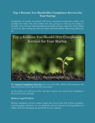 Top 3 Reasons You Should Hire Compliance Services for Your Startup