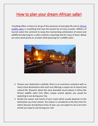 How to plan your dream African safari