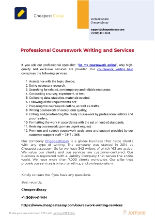 Professional coursework writing and other services - Cheapestessay.com