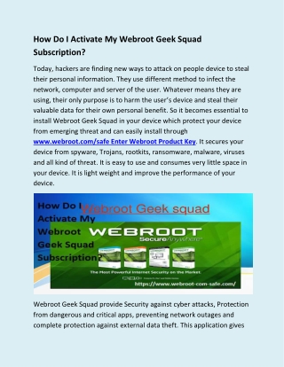 How You Can Install Webroot Geek Squad Subscription?