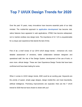 Top 7 User Experience Design Trends 2020