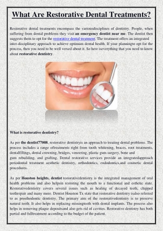 What Are Restorative Dental Treatments?