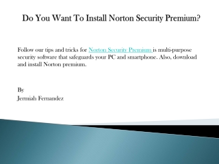 Do You Want To Install Norton Security Premium?