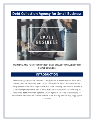 Debt Collection Agency For Small Business