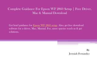 Complete Guidance For Epson WF 2860 Setup | Free Driver, Mac & Manual Download