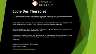 Ecole Des Thérapies