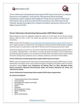 Chronic Inflammatory Demyelinating Polyneuropathy (CIDP) Industry Research Report - Global Forecast till 2023