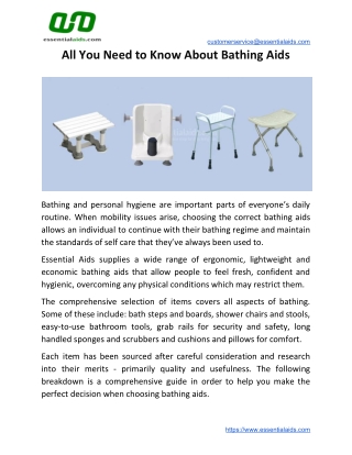 All You Need to Know About Bathing Aids - Essential Aids UK