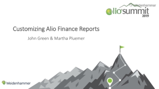 Customizing Alio Finance Reports