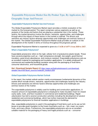 Expandable Polystyrene Market Size By Product Type, By Application, By Geographic Scope And Forecast