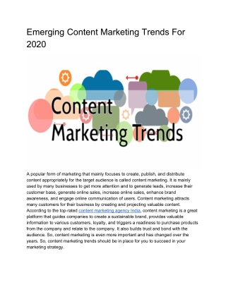 Emerging Content Marketing Trends For 2020