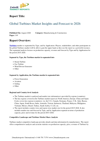 Turbines Market Insights and Forecast to 2026