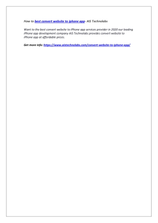 How to best convert website to iphone app- AIS Technolabs