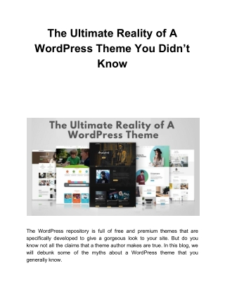 The Ultimate Reality of A WordPress Theme You Didn’t Know