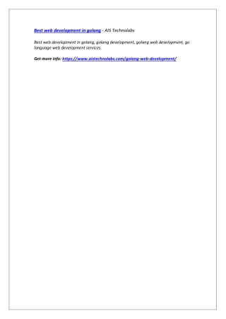 Best web development in golang - AIS Technolabs