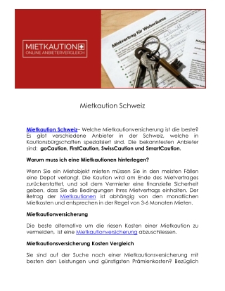 Mietkaution Schweiz