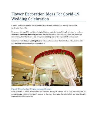 Flower Decoration Ideas For Covid-19 Wedding Celebration