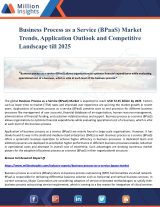 Business Process as a Service (BPaaS) Market Trends, Application Outlook and Competitive Landscape till 2025