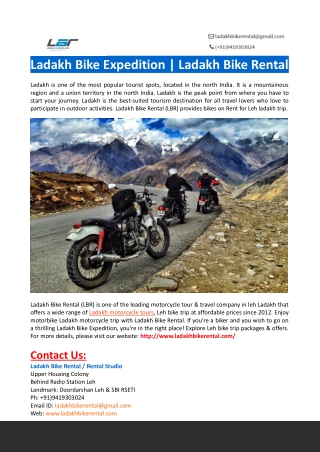 Ladakh Bike Expedition-Ladakh Bike Rental
