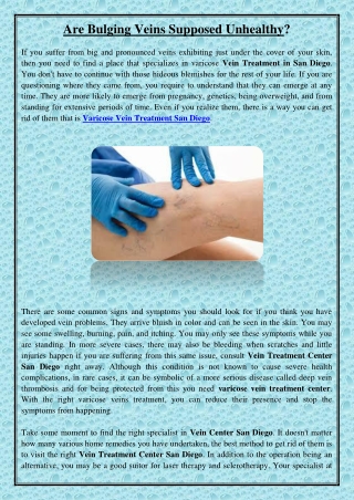 Are Bulging Veins Supposed Unhealthy?