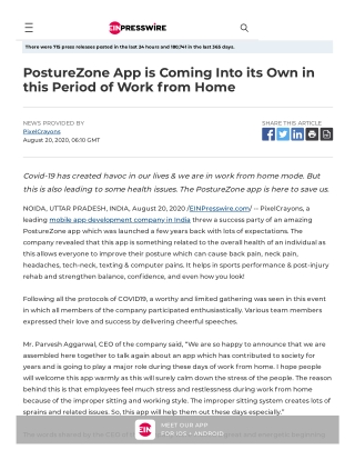 PostureZone App is Coming Into its Own in this Period of Work from Home